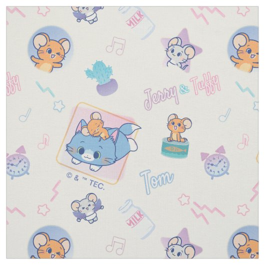 Anime Tom, Jerry, en Tuffy Playtime Pattern Stof (Swatch)