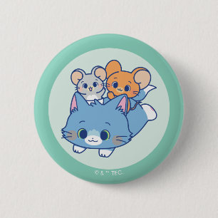 Anime Tom, Jerry en Tuffy Ronde Button 5,7 Cm