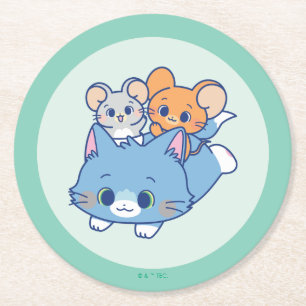 Anime Tom, Jerry en Tuffy Ronde Kartonnen Onderzetter