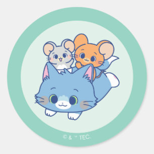 Anime Tom, Jerry en Tuffy Ronde Sticker