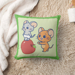 Anime Tuffy en Jerry Apple aan het rollen Kussen