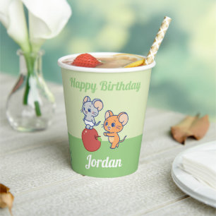 Anime Tuffy en Jerry Apple aan het rollen Papieren Bekers