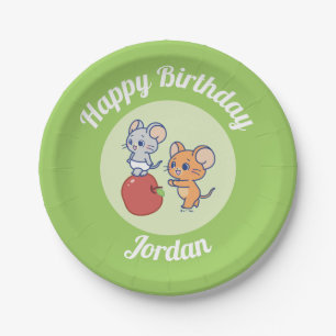 Anime Tuffy en Jerry Apple aan het rollen Papieren Bordje