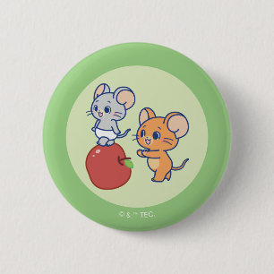 Anime Tuffy en Jerry Apple aan het rollen Ronde Button 5,7 Cm