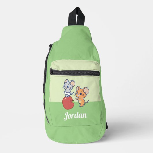 Anime Tuffy en Jerry Apple aan het rollen Sling Bag (Voorkant)