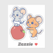 Anime Tuffy en Jerry Apple aan het rollen Sticker (Vel)