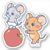 Anime Tuffy en Jerry Apple aan het rollen Sticker (Voorkant)