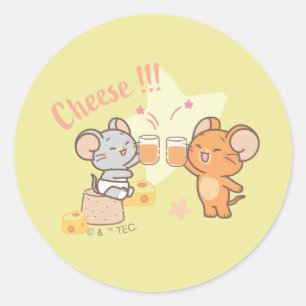 Anime Tuffy en Jerry Cheers voor kaas Ronde Sticker