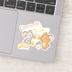 Anime Tuffy en Jerry Cheers voor kaas Sticker