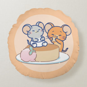 Anime Tuffy en Jerry Cheesecake Rond Kussen