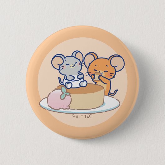 Anime Tuffy en Jerry Cheesecake Ronde Button 5,7 Cm (Voorkant)