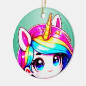 Anime Unicorn Kinder Keramisch Ornament (Links)