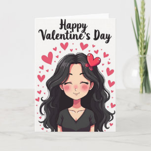 Anime Valentijnsdag Portretkaart Kaart