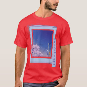 Anime Vaporwave Japans Night City Cherry Blossom T-shirt