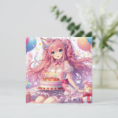 Anime verjaardag kaart (Staand voorkant)