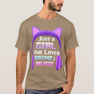 Anime voor tieners gewoon een meidenmuziekkat op o t-shirt