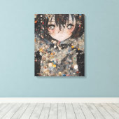 Anime Vrouw Collage Canvas Afdruk (Insitu (Houten vloer))