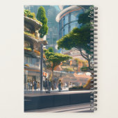 Anime vrouw fietsen in de binnenstad planner (Achterkant)