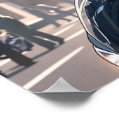 Anime vrouw fietsen in de binnenstad poster (Hoek)