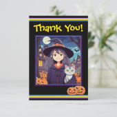 Anime Witch Bedankkaart (Staand voorkant)