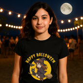 Anime Witch & Cat on Broom Halloween T-shirt