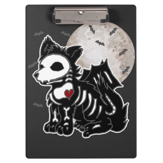 Anime Wolf Emo Gothic Edgy Skeleton Halloween Dog Klembord (Voorkant)