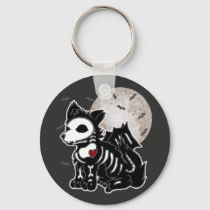 Anime Wolf Emo Gothic Edgy Skeleton Halloween Dog Sleutelhanger