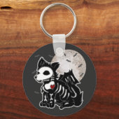 Anime Wolf Emo Gothic Edgy Skeleton Halloween Dog  Sleutelhanger (Voorkant)