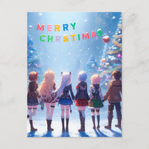 Anime Wonderland Wishes: Vrolijk kerstfeest Briefk Briefkaart