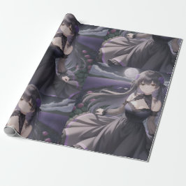 Anime zwart-Paars omslagpapier Cadeaupapier