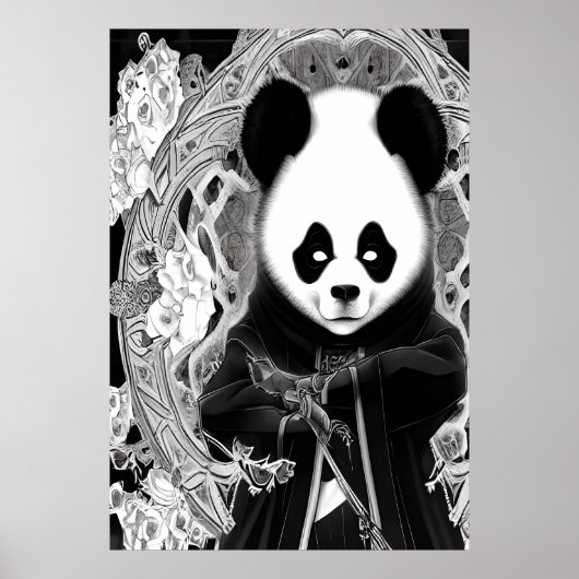 Anime zwarte en witte panda | AI Art Poster (Voorkant)