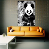 Anime zwarte en witte panda | AI Art Poster