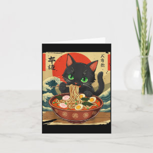 Animekat eet Ramen Japanse Kunst Grafische Kat Cu Kaart