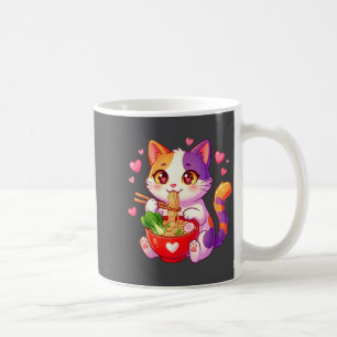 Animekat eet Ramennoedels Met Hartjes Grappig V Koffiemok