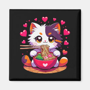 Animekat eet Ramennoedels Met Hartjes Valenti Magneet