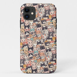 Animekatten die het patroon herhalen iPhone 11 hoesje
