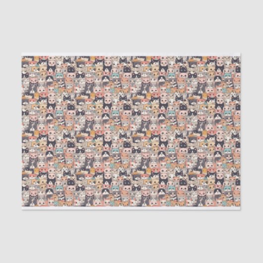 Animekatten die het patroon herhalen tissuepapier (Voorkant)