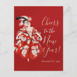 Anisette Red New Year's Eve Invitation Postcard Feestdagenkaart