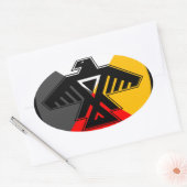 Anishinaabe Thunderbird in de vier richtingen Ovale Sticker (Envelop)