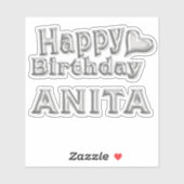 Anita Happy Birthday silver Aufkleber Sticker (Vel)