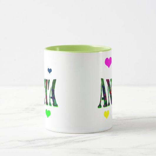 Anita, naam Logo met liefdesharten, Mok (Midden)