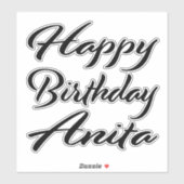 Anita Nom Prénom Anniversaire de Black Sticker (Feuille)