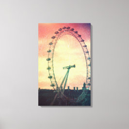 Anitiqued London Eye op Sunrise Canvas Afdruk