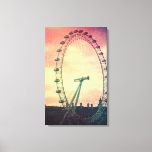 Anitiqued London Eye op Sunrise Canvas Afdruk