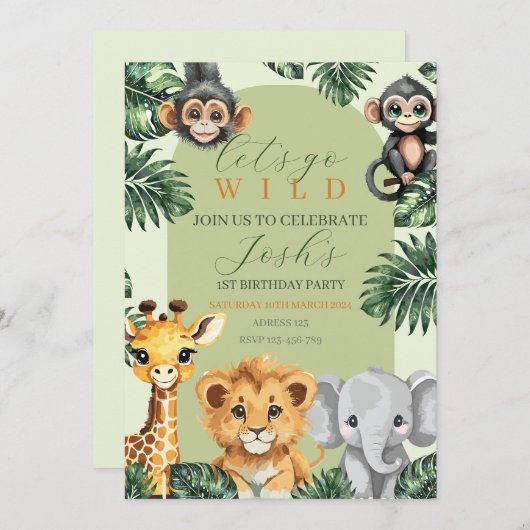 Aniversario del Safari del Bebé Schattige Kaart (Voorkant / Achterkant)