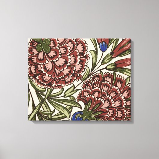 Anjer Bloem Tegel Antiek Rustieke Kunst Canvas Afdruk (Voorkant)