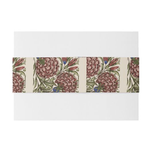 Anjer Bloem Tegel Antiek Rustieke Kunst Uitnodigingen Wikkel (Achterkant Voorbeeld)