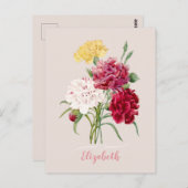  anjer bloemen print briefkaart (Voorkant / Achterkant)