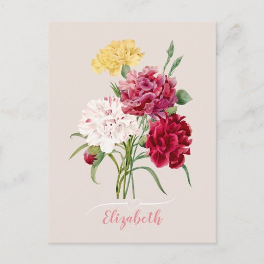  anjer bloemen print briefkaart (Voorkant)