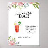 Anjer Bloemen Script Mimosa Bar Trouwteken Poster (Voorkant)